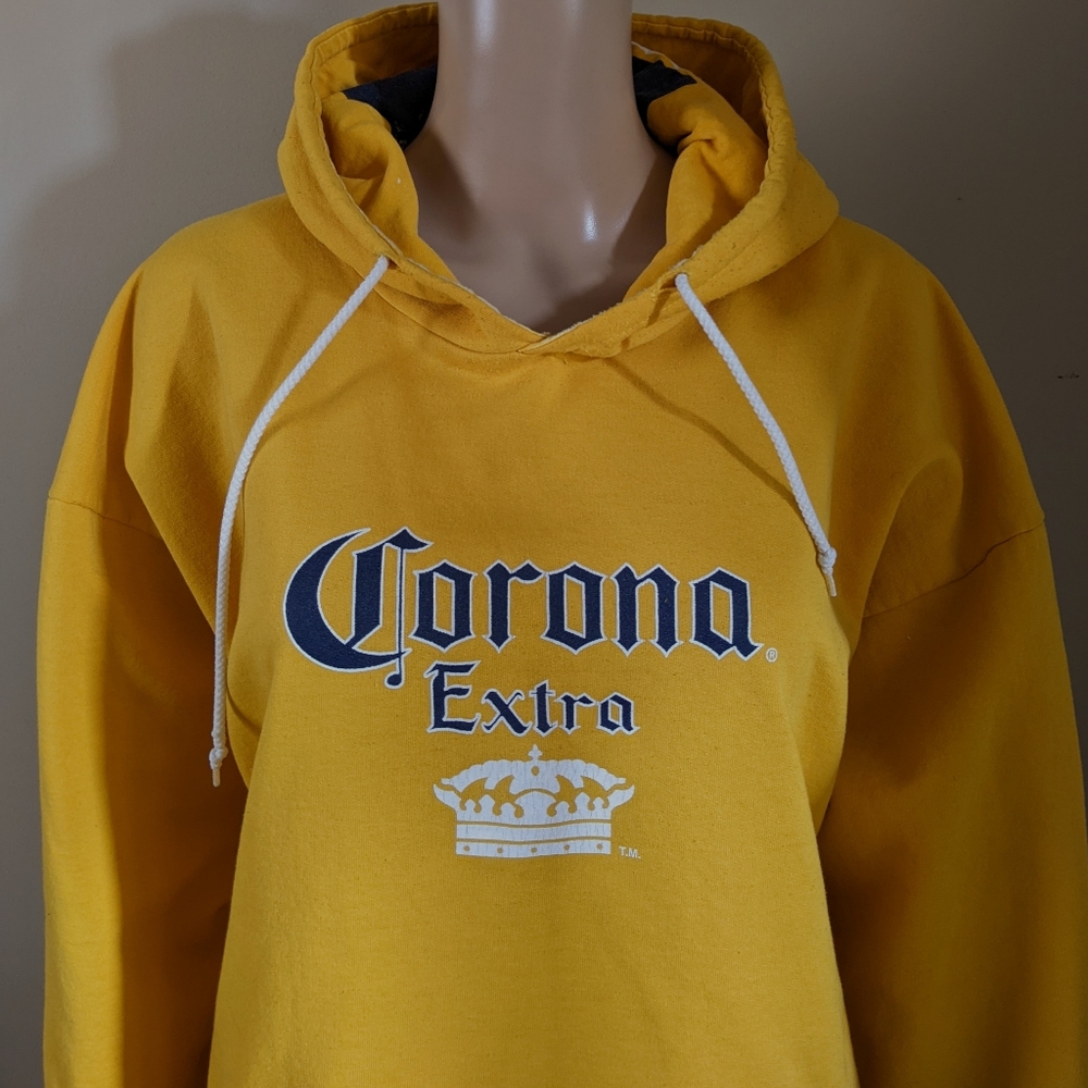 Vintage Corona Extra beer yellow hoodie, men's XL